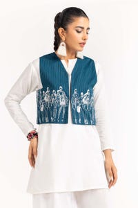 UAE -Cotton Striped Embroidered Waist Coat GLS-23-239