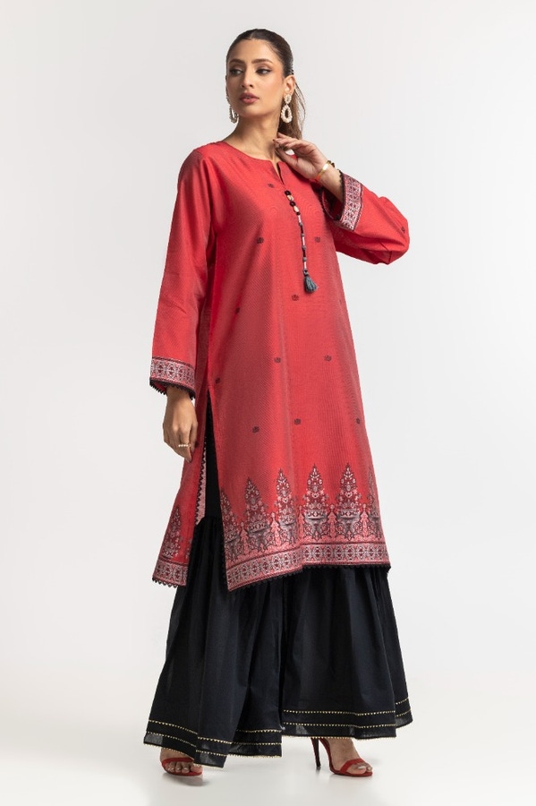 UAE -Dyed Khadi Jacquard Embroidered Shirt GLS-24-13