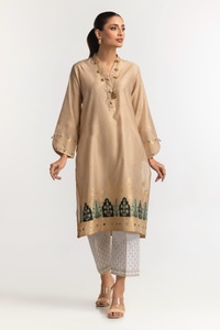 UAE -Dyed Khadi Jacquard Embroidered Shirt GLS-24-15