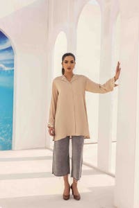UAE -Dyed Blended Georgette Embelished Shirt GLS-24-19