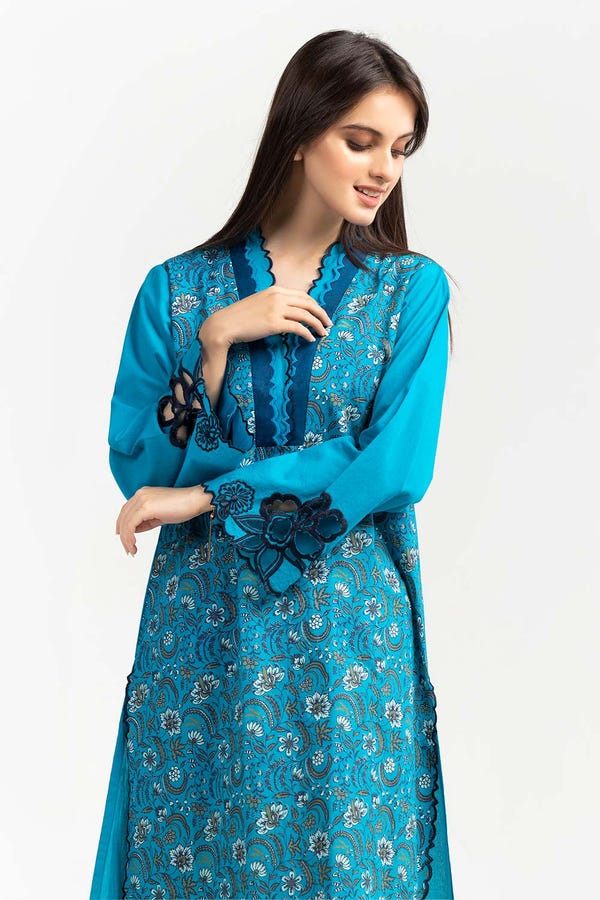 UAE -Screen Printed and Embroidered Cambric Shirt GLW-21-94