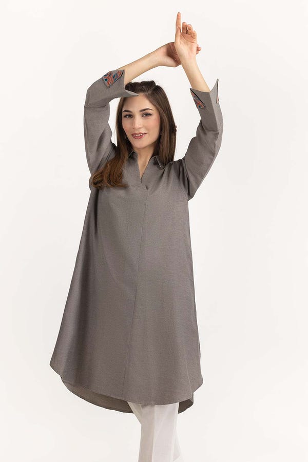 UAE -Dyed Chambray Embroidered shirt GLW-23-07