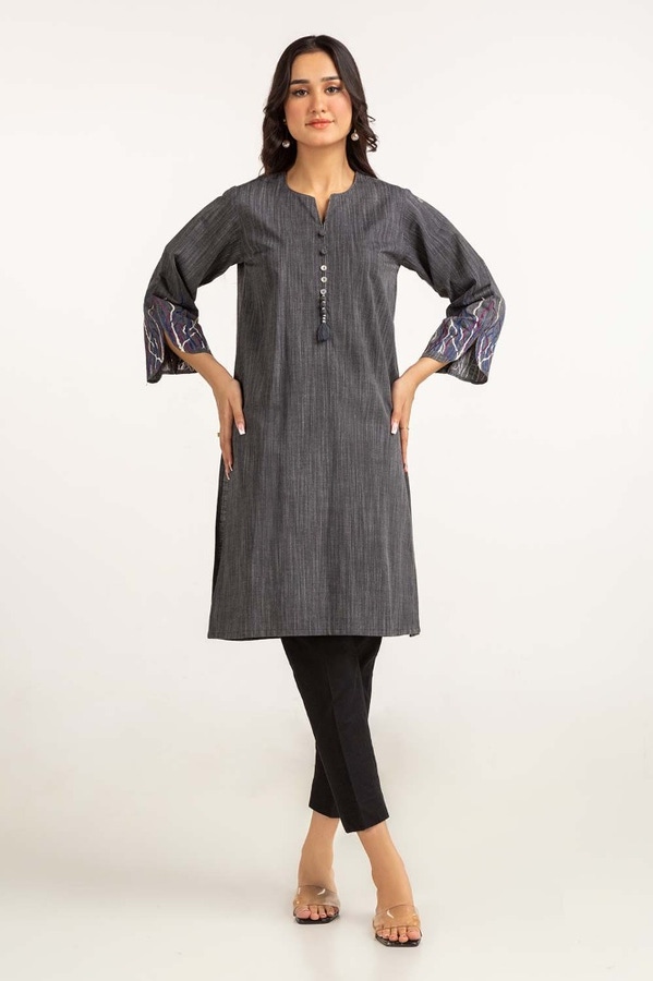 UAE -Dyed Cotton Yarn Dyed Embroidered Shirt GLW-23-30