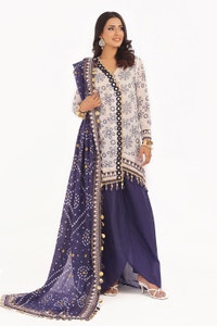 UAE -3 Piece Unstitched Gold Lacquer Printed Lawn Suit CL-52411 B