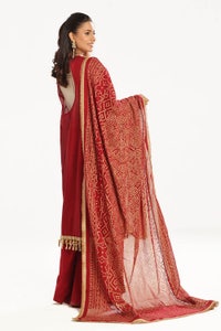UAE -3 Piece Unstitched Embroidered Lawn Suit with Gold Lacquer Embroidered Printed Chiffon Dupatta BM-52018