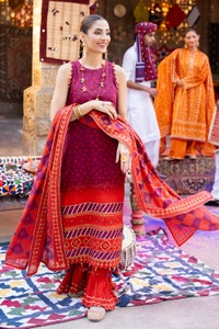 UAE -3 Piece Unstitched Gold Printed Lawn Suit CL-52410 B