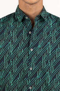 UAE -Green Black Printed Casual Shirt CS-PRT22-007