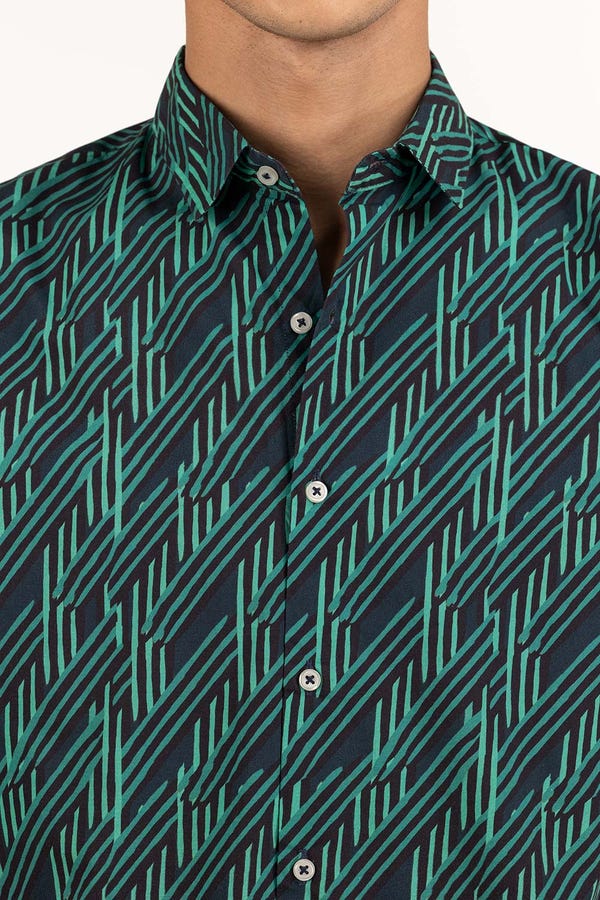 UAE -Green Black Printed Casual Shirt CS-PRT22-007