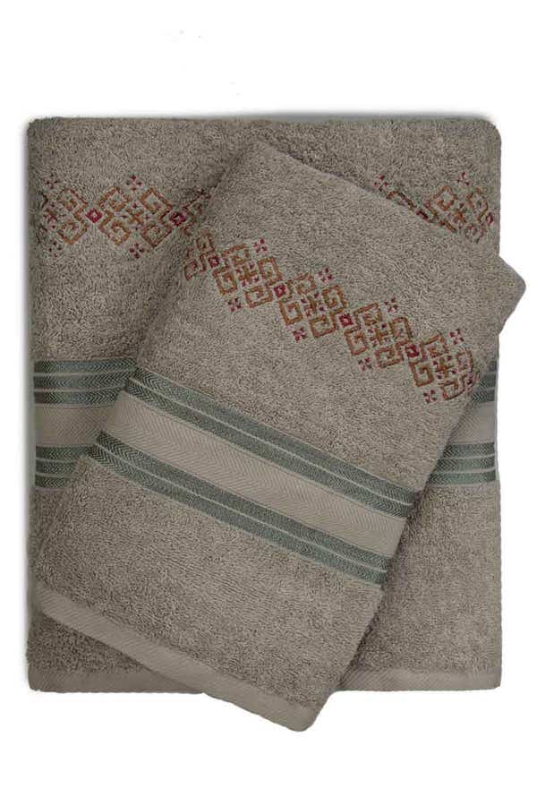 UAE -Grey 3 PC Combed Embroidered Towel Set