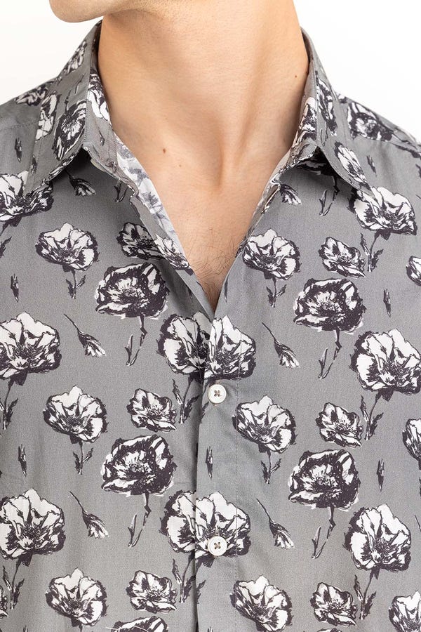 UAE -Grey Printed Casual Shirt CS-PRT22-010