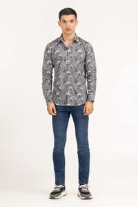 UAE -Grey Printed Casual Shirt CS-PRT22-010