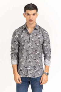 UAE -Grey Printed Casual Shirt CS-PRT22-010