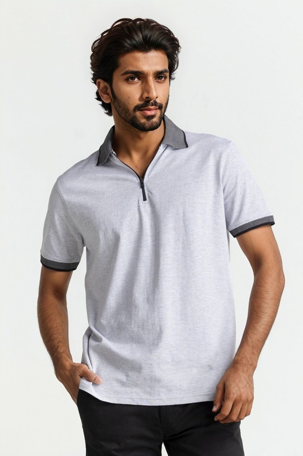 UAE -Grey Zip Polo PS-FSHN24-114