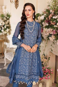 UAE -3PC Embriodered Chiffon Unstitched Suit LE-32011