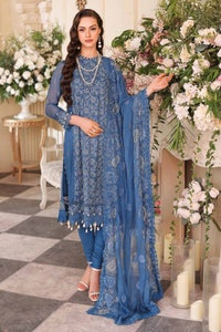 UAE -3PC Embriodered Chiffon Unstitched Suit LE-32011