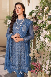 UAE -3PC Embriodered Chiffon Unstitched Suit LE-32011