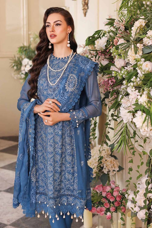 UAE -3PC Embriodered Chiffon Unstitched Suit LE-32011