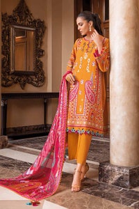 UAE -3PC Embroidered Dobby Lawn Unstitched Suit With Lace And Silk Dupatta SSM-32003