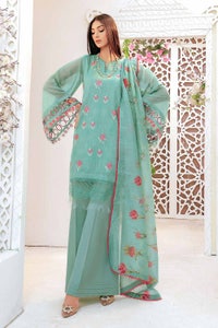UAE -3PC Embroidered Cotton Unstitched Suit With Zari Dupatta ST-32001