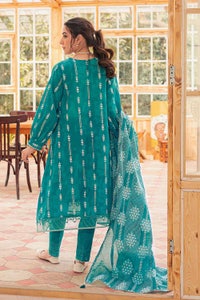 UAE -3PC Silver Prited Lawn Unstitched Suit with Crochet Lace CL-32409