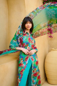 UAE -3 Piece Unstitched Printed Lawn Suit with Printed Pure Silk Chiffon Dupatta C-52003