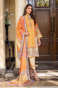 UAE -3PC Paper Cotton Unstitched Suit With Silk Dupatta SSM-32004