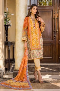 UAE -3PC Paper Cotton Unstitched Suit With Silk Dupatta SSM-32004