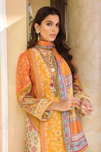 UAE -3PC Paper Cotton Unstitched Suit With Silk Dupatta SSM-32004