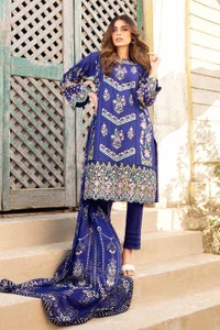 UAE -3PC Luxury Tissue Silk Dupatta Unstitched Lawn Suit SSM-32011