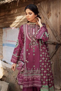 UAE -3PC Embroidered Lawn Unstitched Printed Suit With Denting Lawn Dupatta DN-32072 B