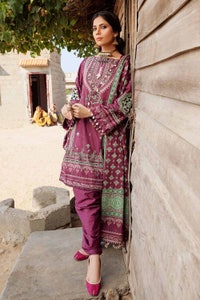 UAE -3PC Embroidered Lawn Unstitched Printed Suit With Denting Lawn Dupatta DN-32072 B