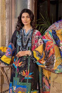 UAE -3PC Embroidered Lawn Unstitched Digital Printed Suit With Digital Printed Dobby Dupatta DB-32017