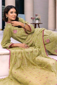 UAE -3PC Embroidered Lawn Unstitched Suit With Embroidered Chiffon Dupatta PM-32057