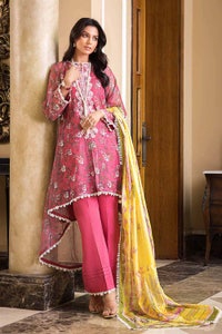 UAE -3PC Embroidered Net Unstitched Suit With Silk Dupatta SSM-32009