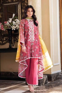 UAE -3PC Embroidered Net Unstitched Suit With Silk Dupatta SSM-32009