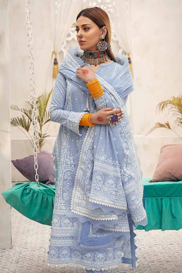 UAE -3PC Unstitched Lacquer Printed Lawn Suit DB-22007 A