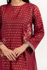 UAE -Luxury Pret Cotton Maisuri Embroidered Kurti And Dupatta ILP-22-118 2PC