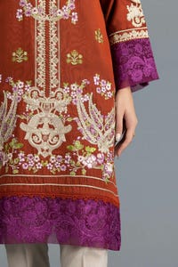 UAE -Luxury Pret Yarn Dyed Cotton Silk Kurti With Dopatta ILP-22-124 2PC