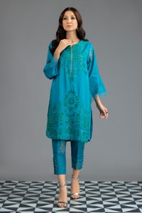 UAE -Luxury Pret Cotton Silk Embroidered Shirt Trouser ILP-22-126 2 PC