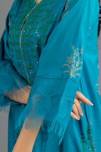 UAE -Luxury Pret Cotton Silk Embroidered Shirt Trouser ILP-22-126 2 PC