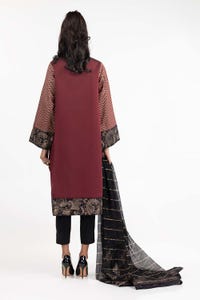 UAE -Luxury Pret Cotton Silk Embroidered Shirt Zari Jacquard Dupatta ILP-22-131 2PC