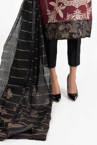 UAE -Luxury Pret Cotton Silk Embroidered Shirt Zari Jacquard Dupatta ILP-22-131 2PC