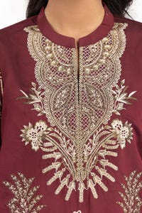 UAE -Luxury Pret Cotton Silk Embroidered Shirt Zari Jacquard Dupatta ILP-22-131 2PC