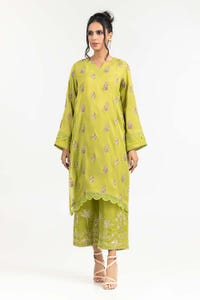 UAE -Luxury Pret Dyed Raw Silk Embroidered Shirt Trouser ILP-22-137 2PC