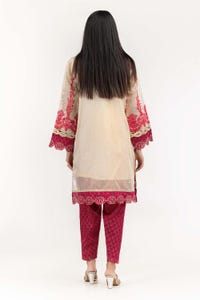 UAE -Luxury Pret Tissue Slub Embroidered Shirt Raw Silk Trouser ILP-22-153 2PC