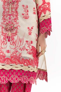 UAE -Luxury Pret Tissue Slub Embroidered Shirt Raw Silk Trouser ILP-22-153 2PC