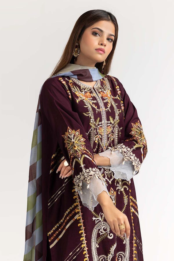 UAE -Luxury Pret Embroidered 3PC Suit ILP-22-161