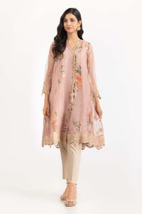 UAE -Luxury Pret Printed Organza Embroidered Shirt ILP-22-203