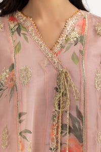 UAE -Luxury Pret Printed Organza Embroidered Shirt ILP-22-203