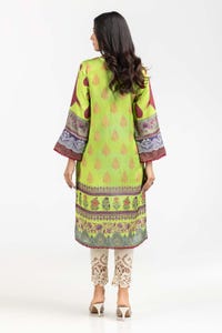 UAE -Luxury Pret Printed Charmeuse silk Embroidered Kurti ILP-22-244 1PC
